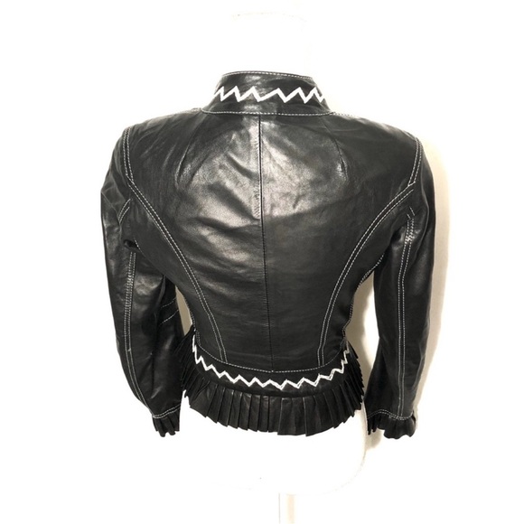 Foce 100% Leather Moto Jacket Sz 38 - Picture 3 of 5